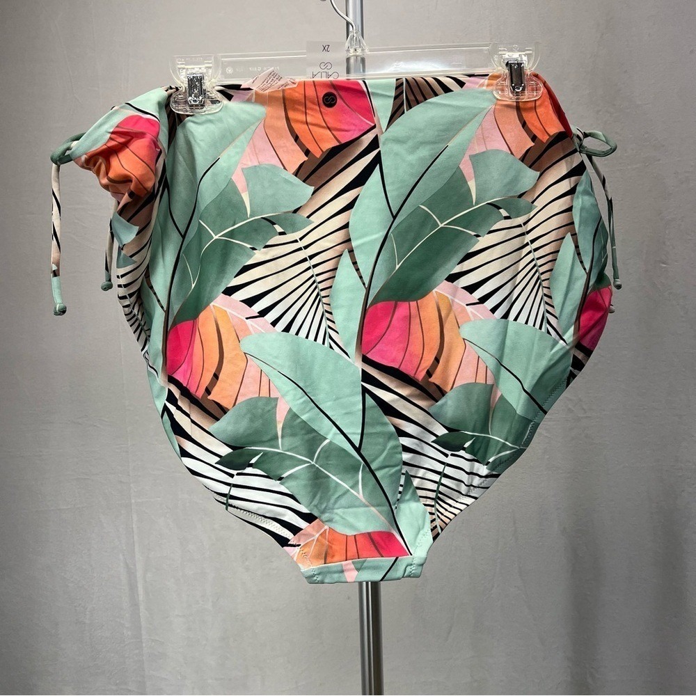 Calia women's Colorful Leaf Print Bikini Bottom 2x - Picture 5 of 5